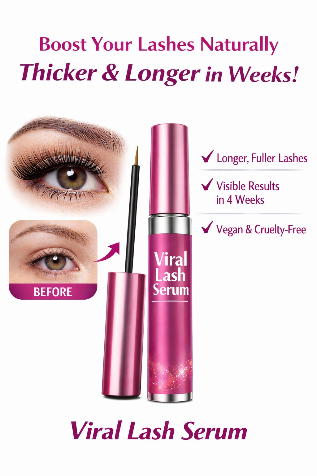 Viral Lash Serum – Boost Your Lashes Naturally, Thicker & Longer in Weeks – Divine Beauty Store